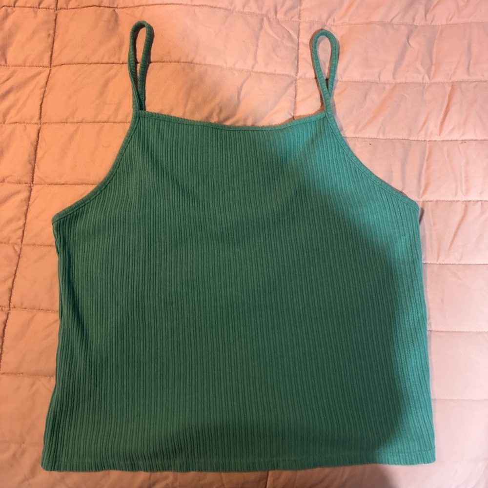 American Eagle Outfitters Teal Ribbed Tank Top